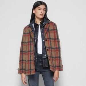 JONATHAN SIMKHAI Grace Blazer in Camel, Red, & Black